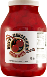 DELL'S Maraschino Cherries with Stems - 1 Galon