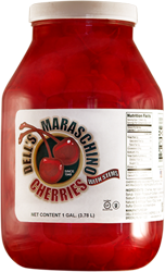 DELL'S Maraschino Cherries with Stems - 1 Galon